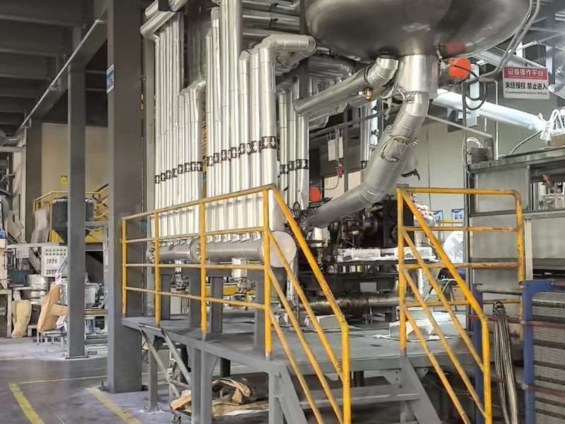 Industrial machinery of a hot glue production facility