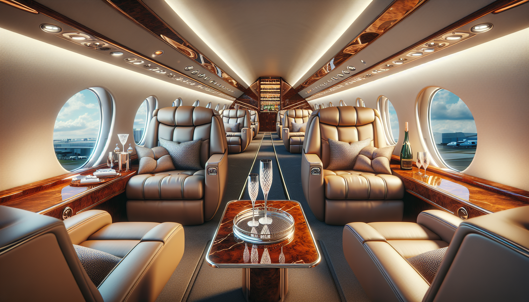 Luxurious private jet interior for charter flights in Paterson