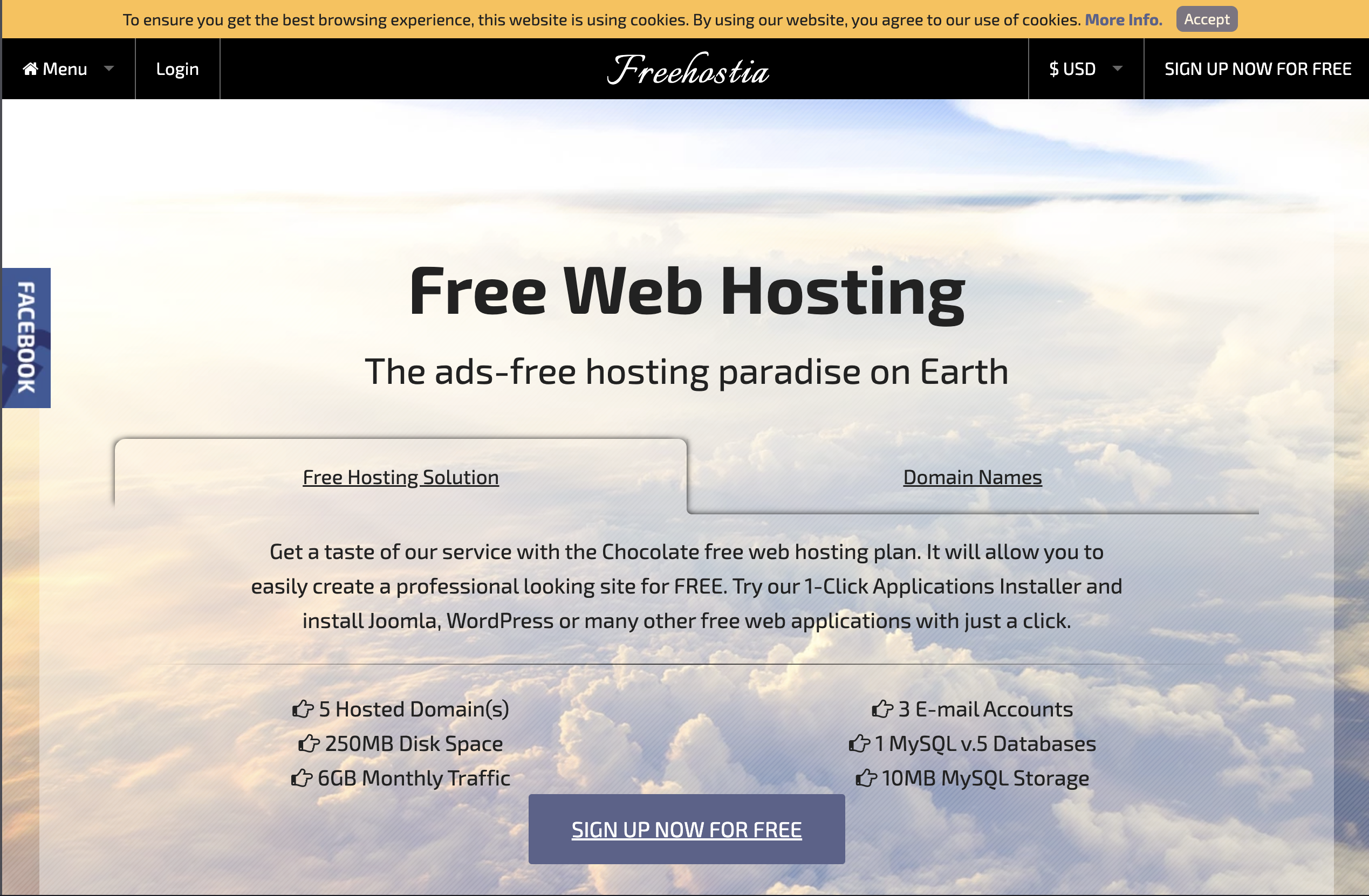 FreeHostia website