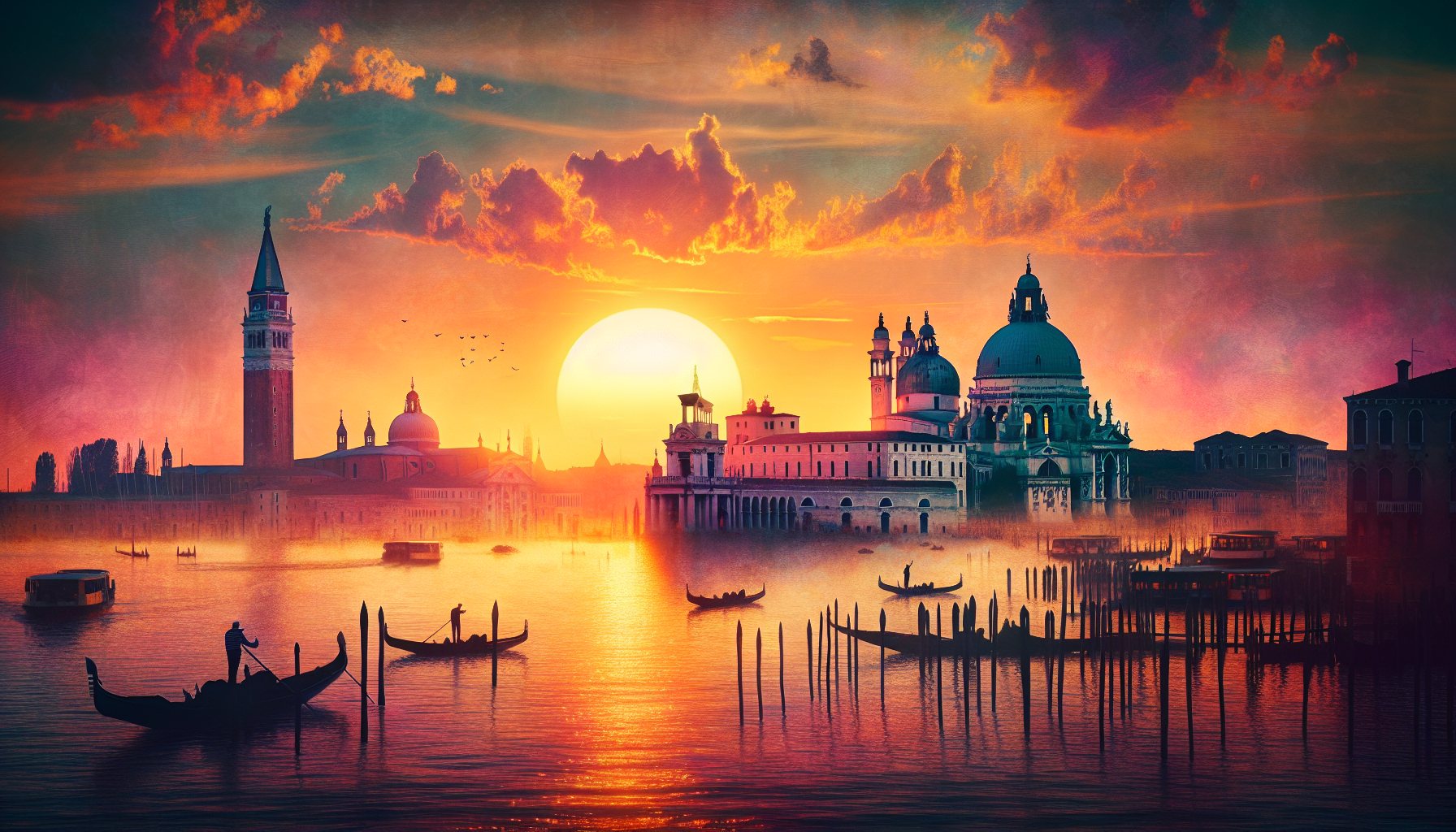 Breathtaking sunset view from Giudecca Island in Venice