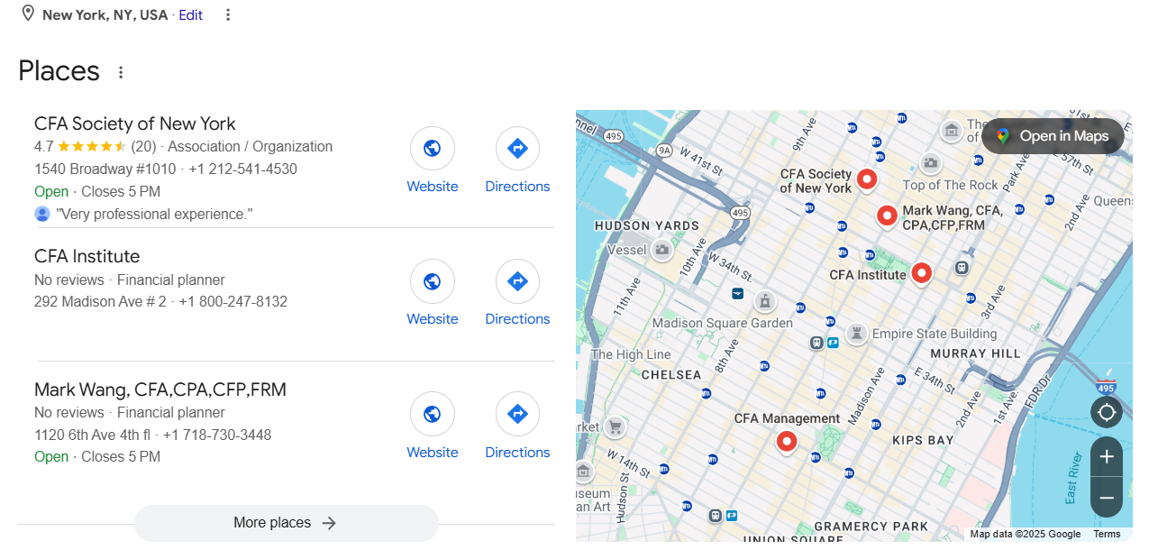 Local SEO for cfas example. 