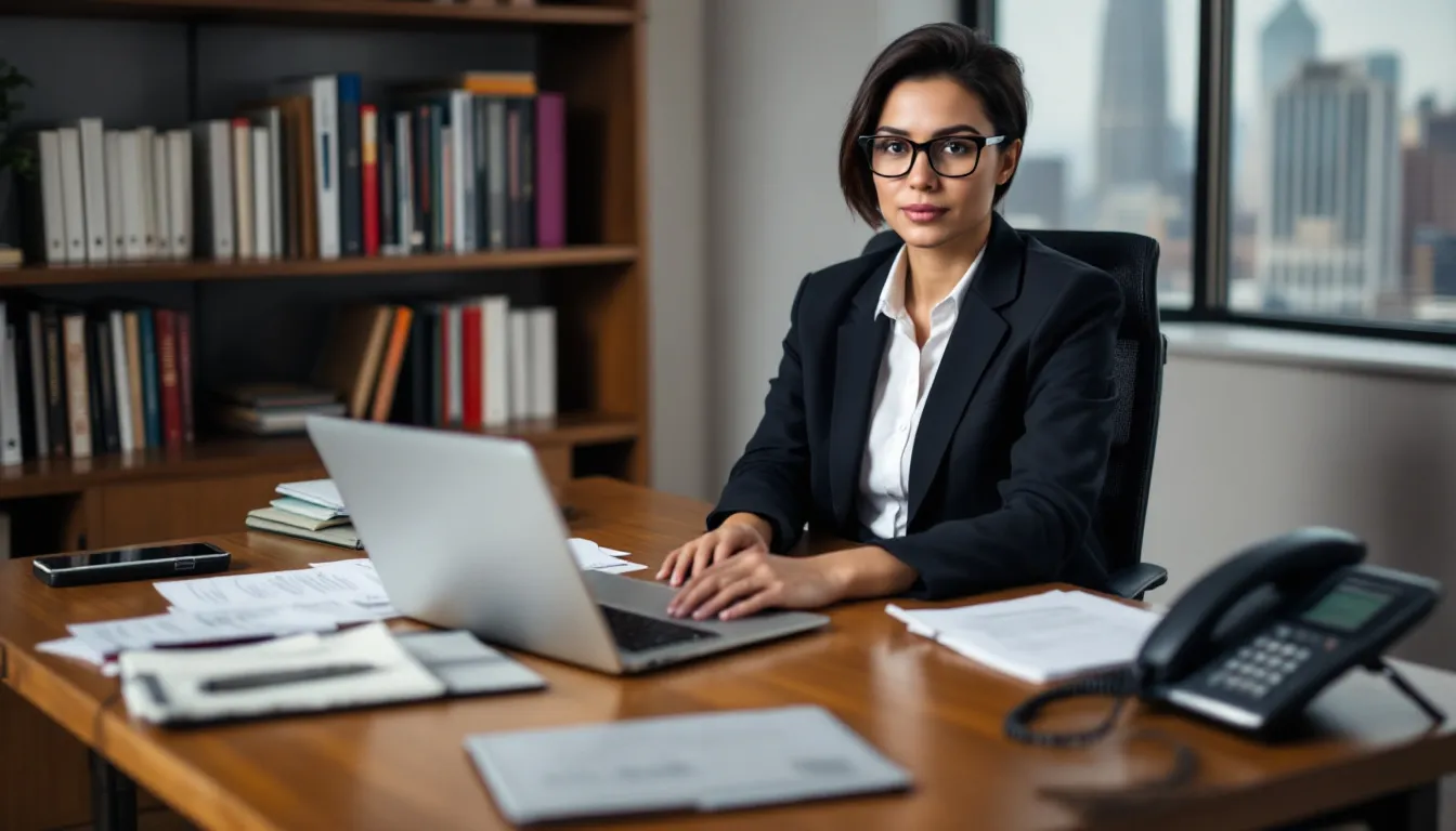 A person sits at a desk, surrounded by documents and a phone, preparing to make a call for assistance. The scene suggests they are reaching out to customer support, possibly for services related to Verizon or technical support.