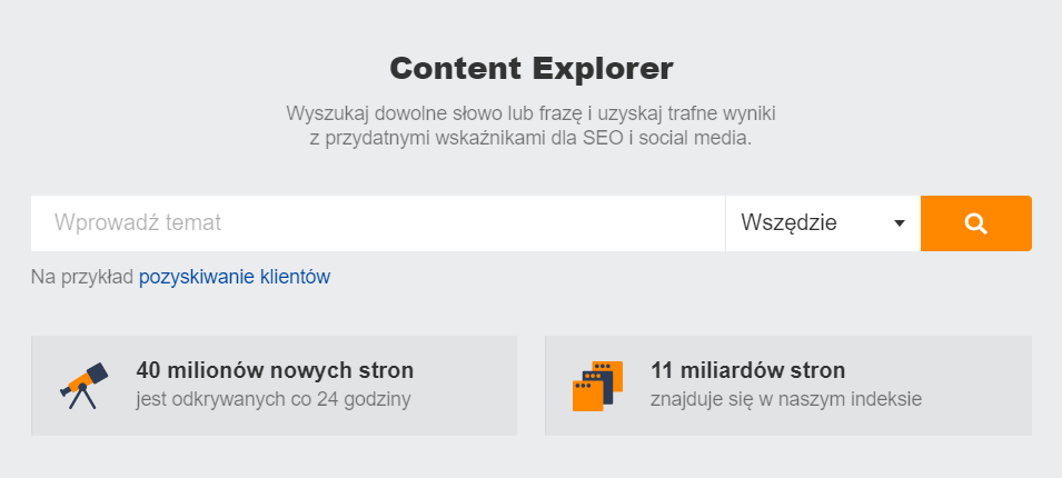 Zakładka Content Explorer