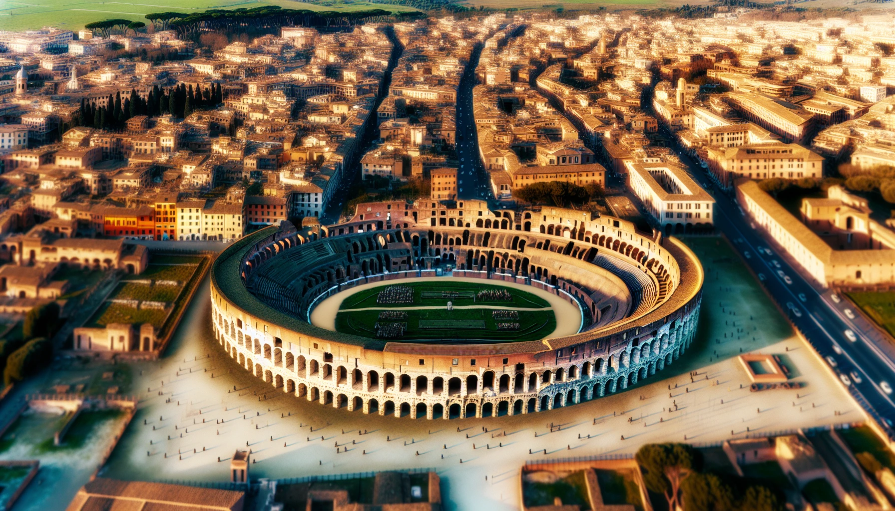 Aerial view of ancient Rome with Circus Maximus