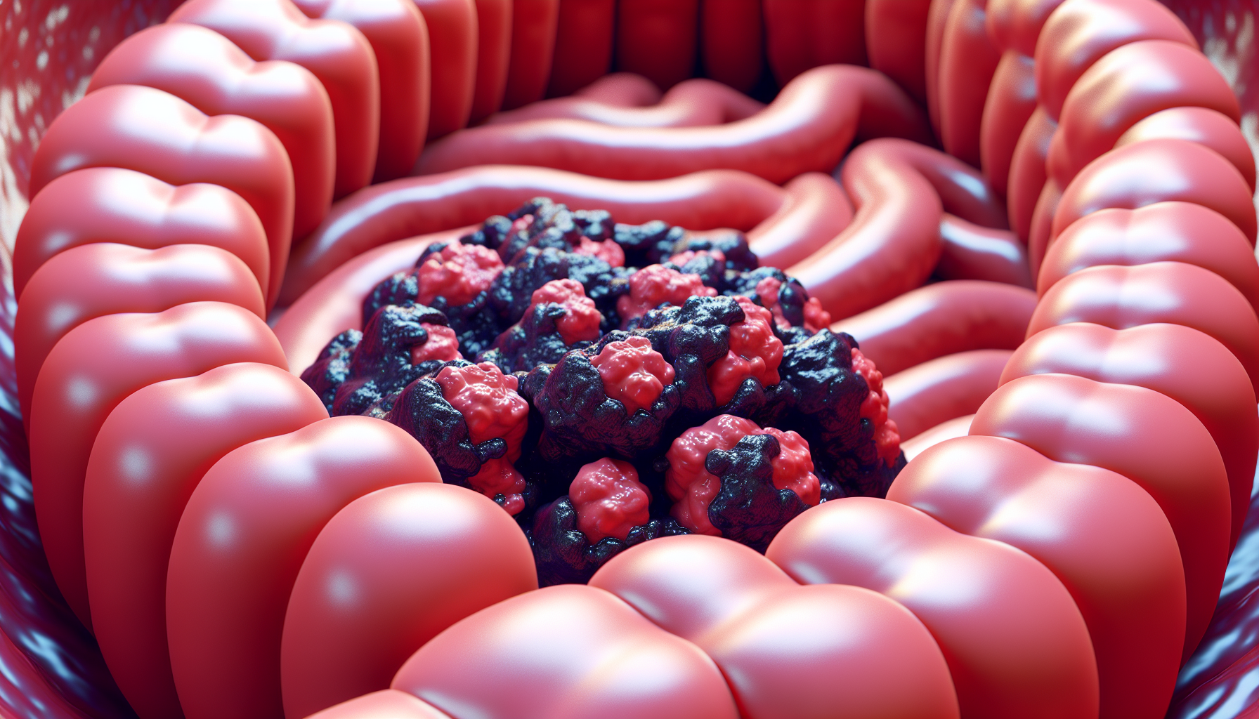 An illustration of cancer cells in the colon