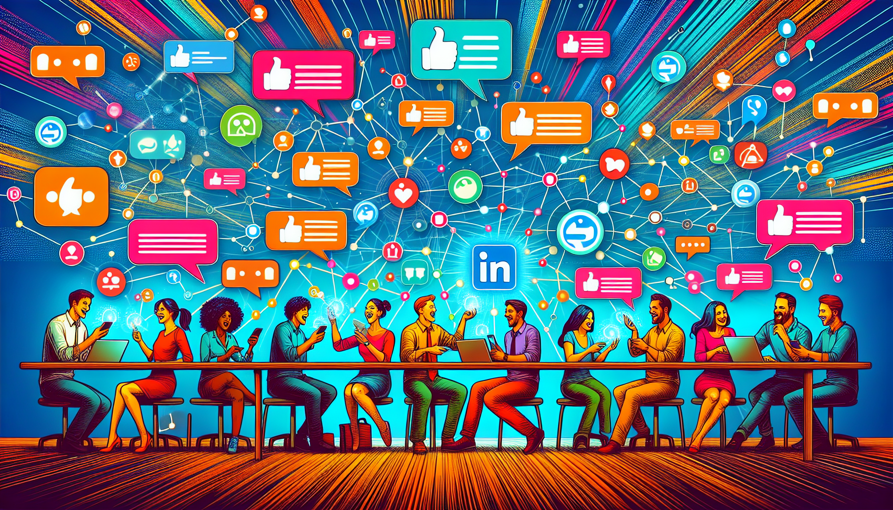 An illustration representing engagement on LinkedIn, emphasizing interaction with followers.