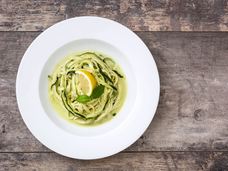 Zucchini Noodles with Pesto and Chicken