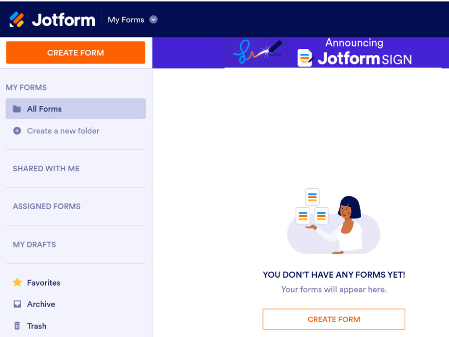 A screenshot of Jotform, an online form builder.