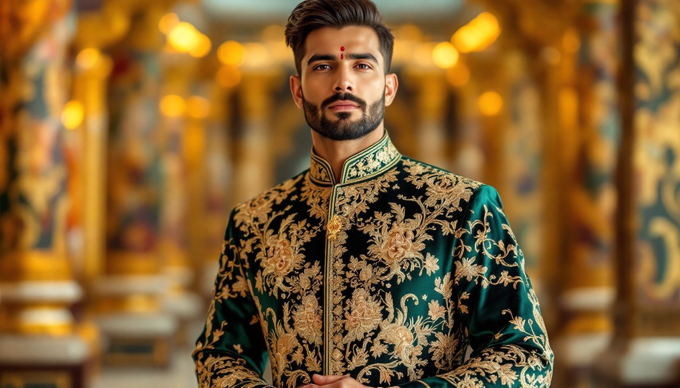 Traditional Indian attire for male guests, showcasing kurta pajama sets.