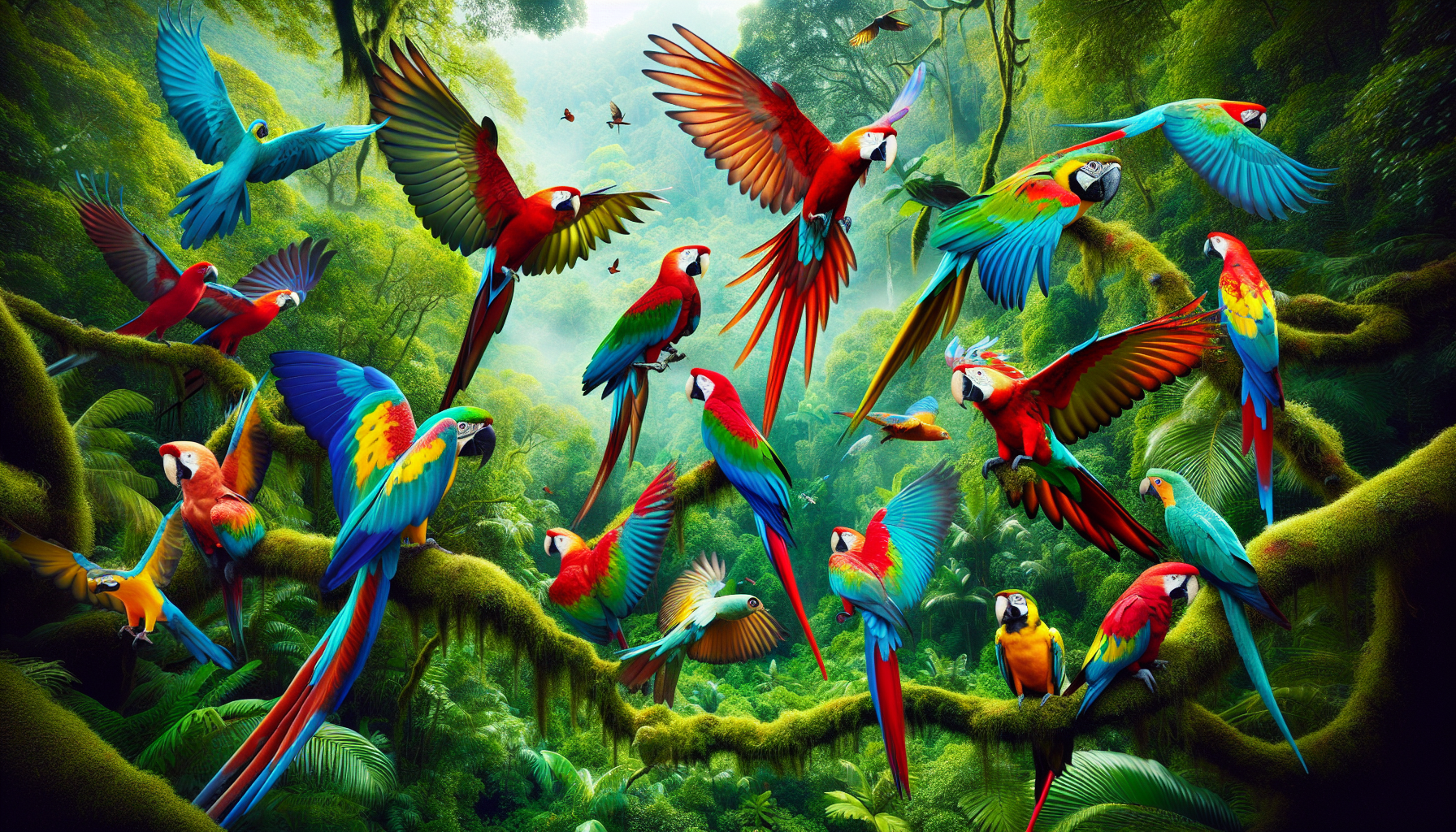 Colorful bird species in the rainforest of Tenorio Volcano National Park