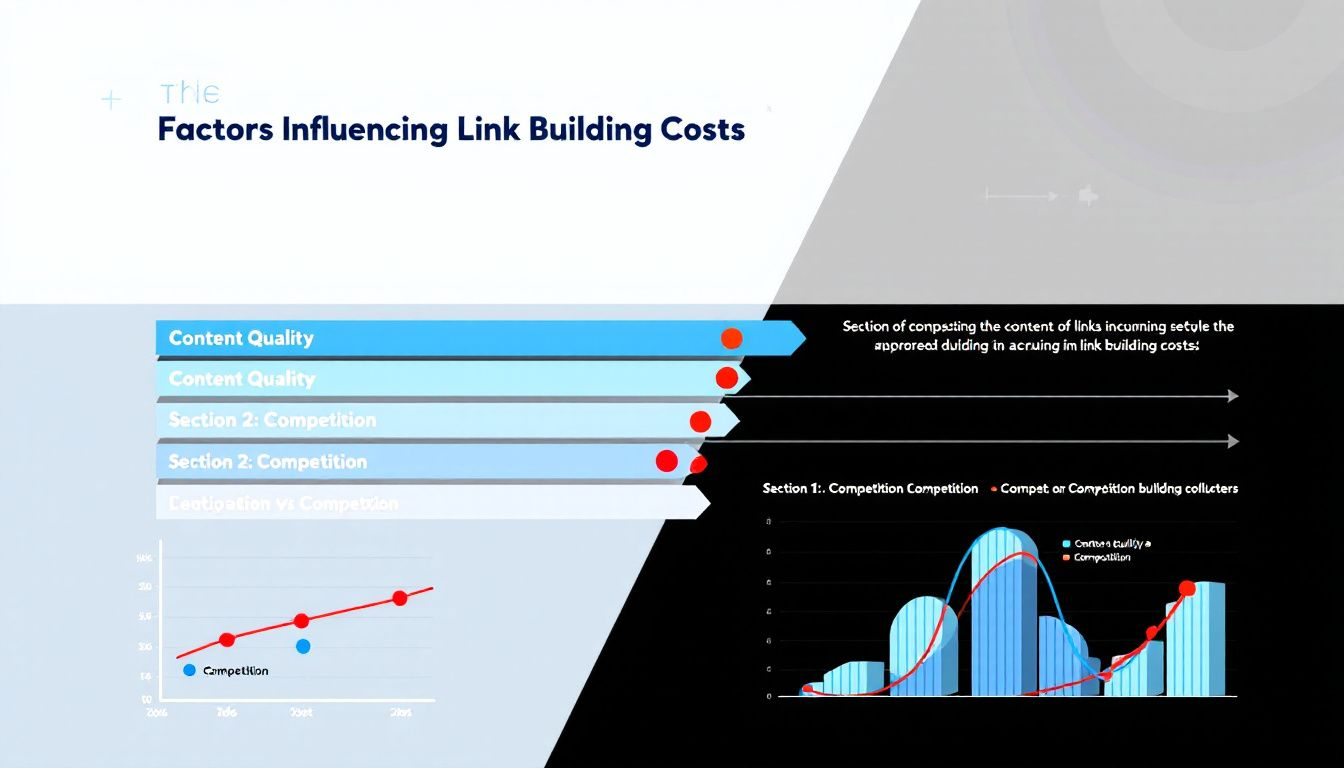 An infographic illustrating factors influencing link building costs.