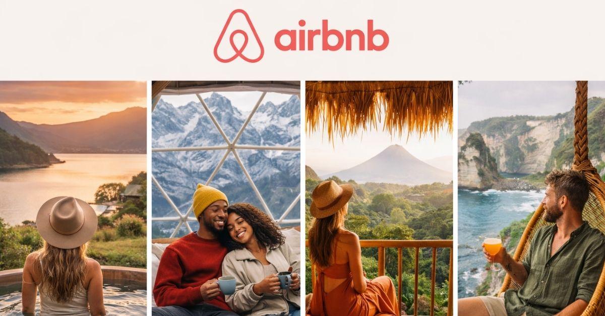 Airbnb’s campaign features travel influencers sharing experiences at unique stays