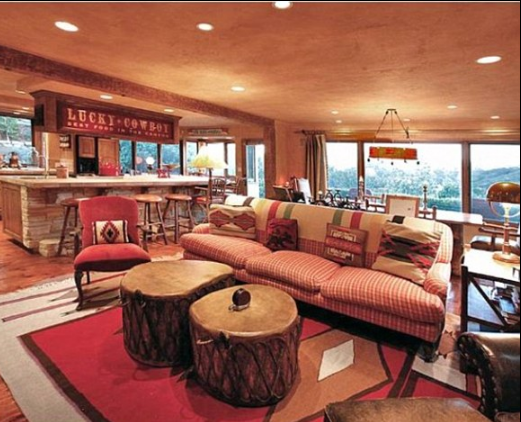 Tim Allen's living room with an open kitchen plan