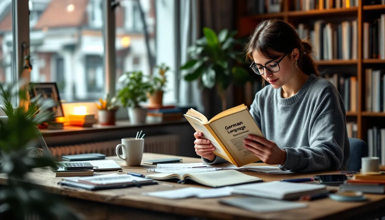 Das Bild zeigt eine Gruppe von Menschen unterschiedlichen Alters, die an einem Deutschkurs teilnehmen. Sie arbeiten an Online-Übungen, um ihre Deutschkenntnisse für den Arbeitsmarkt und die Integration in Deutschland zu verbessern.