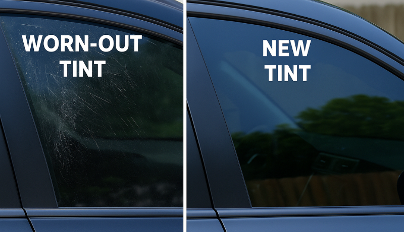 A comaprison of a properly protect vs harsh chemicals used window tints