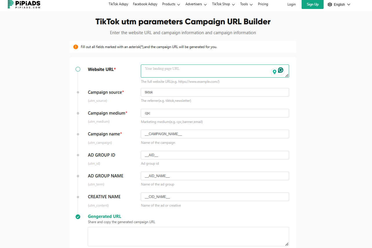 tiktok utm parameter