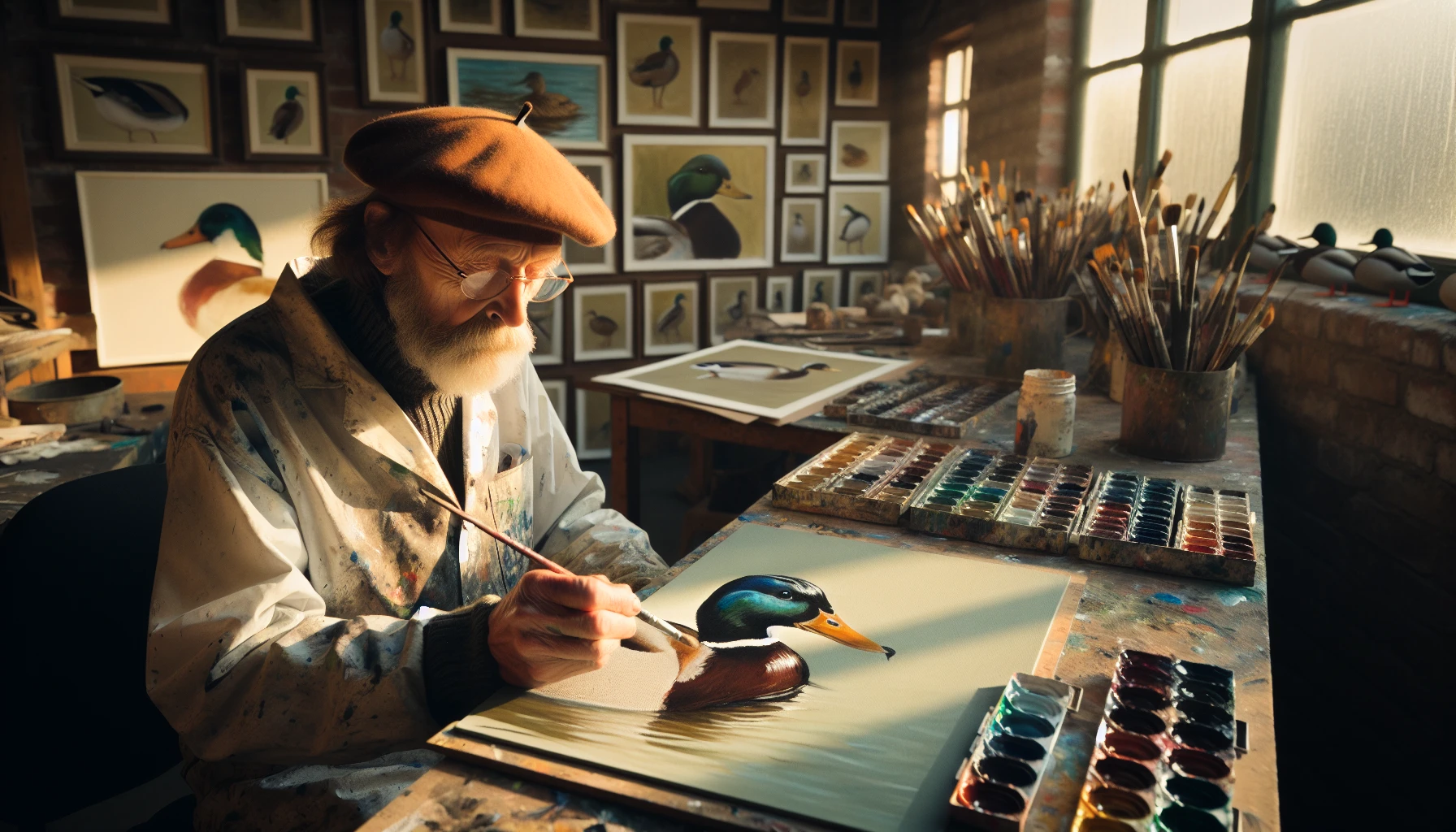 Renowned Duck Stamp artist at work