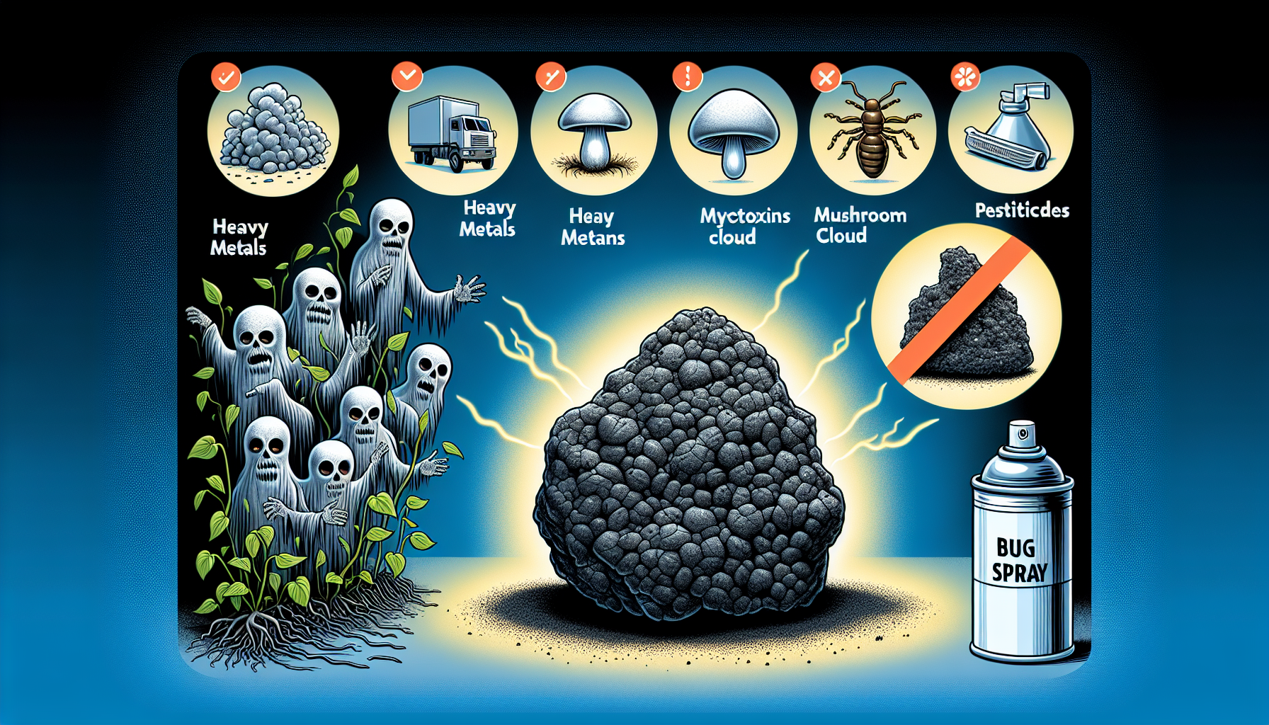 Illustration of potential contaminants in shilajit