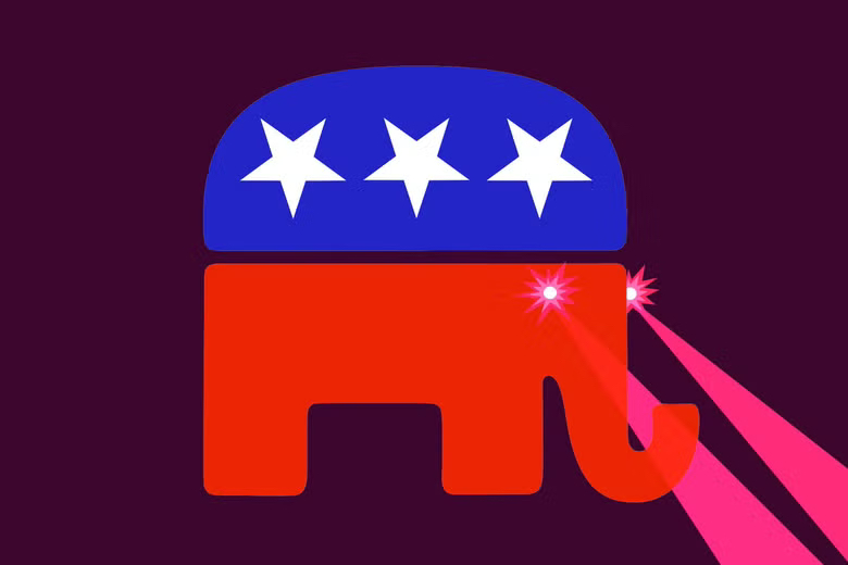 Illustration of Republican Elephant Image with laser eyes