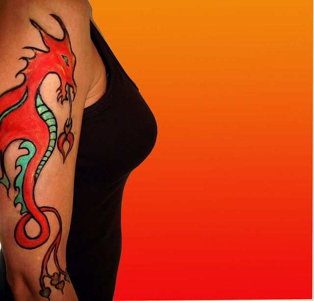 tattoo, temporary, dragon