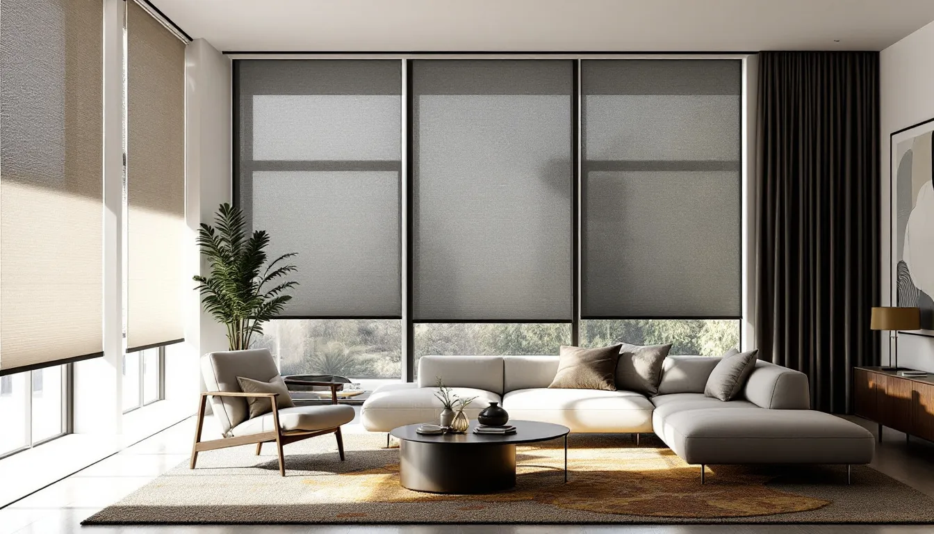 An overview of different roller shades demonstrating light control and filtering options.