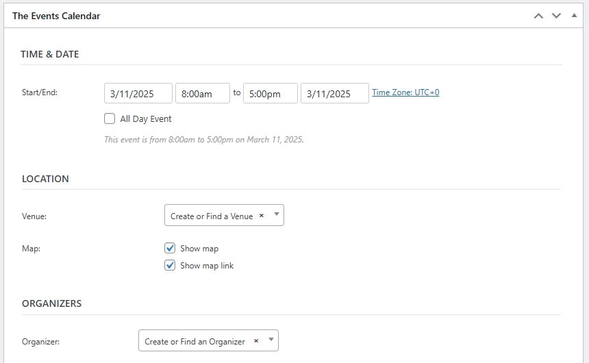 Configuring event