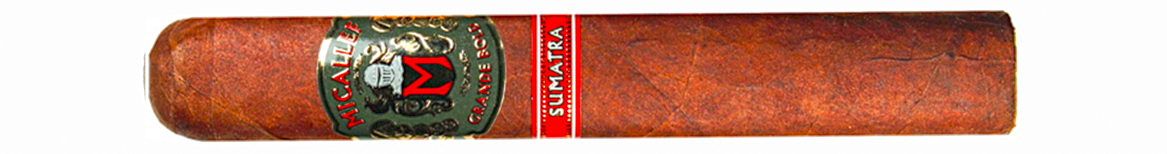 A cigar with Micallef Grande Bold Sumatra label