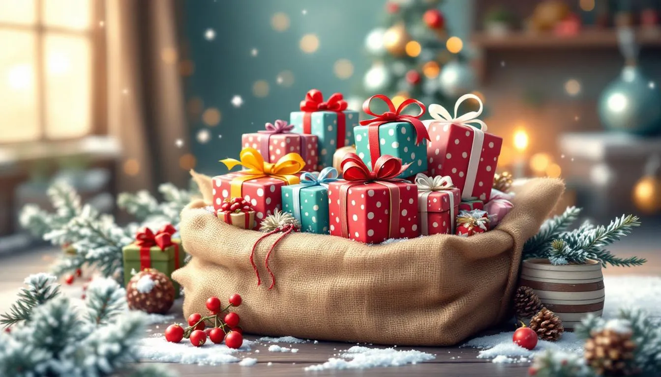 A rustic burlap wrap showcasing beautiful wrapping ideas for holiday gifts.