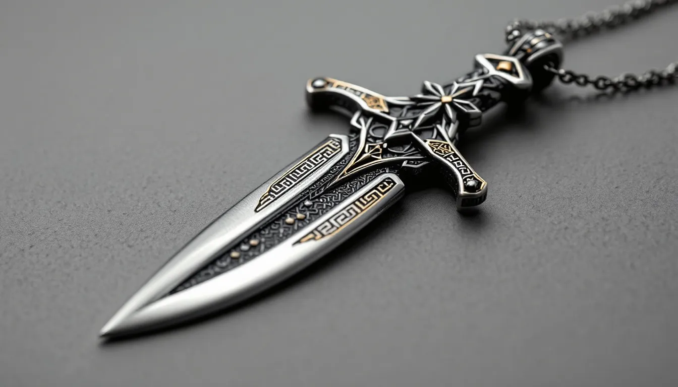 The image features a beautifully crafted Zulfiqar pendant made of 925 sterling silver, symbolizing strength, justice, and faith. This striking necklace showcases the iconic Zulfiqar sword design, perfect for those seeking to express personal strength and spiritual virtues through their jewelry.