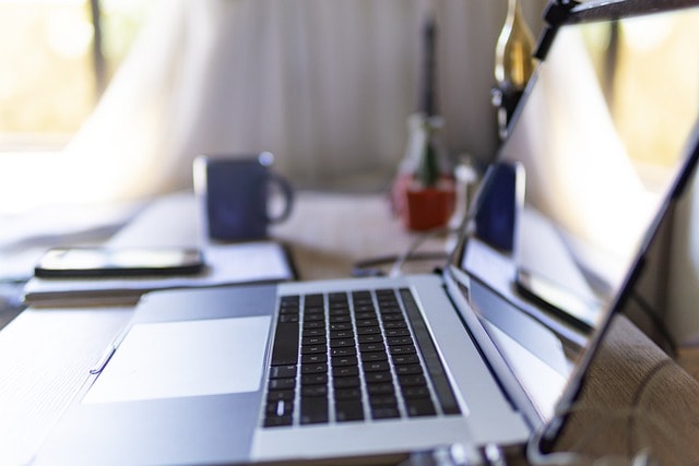 Laptop on desk