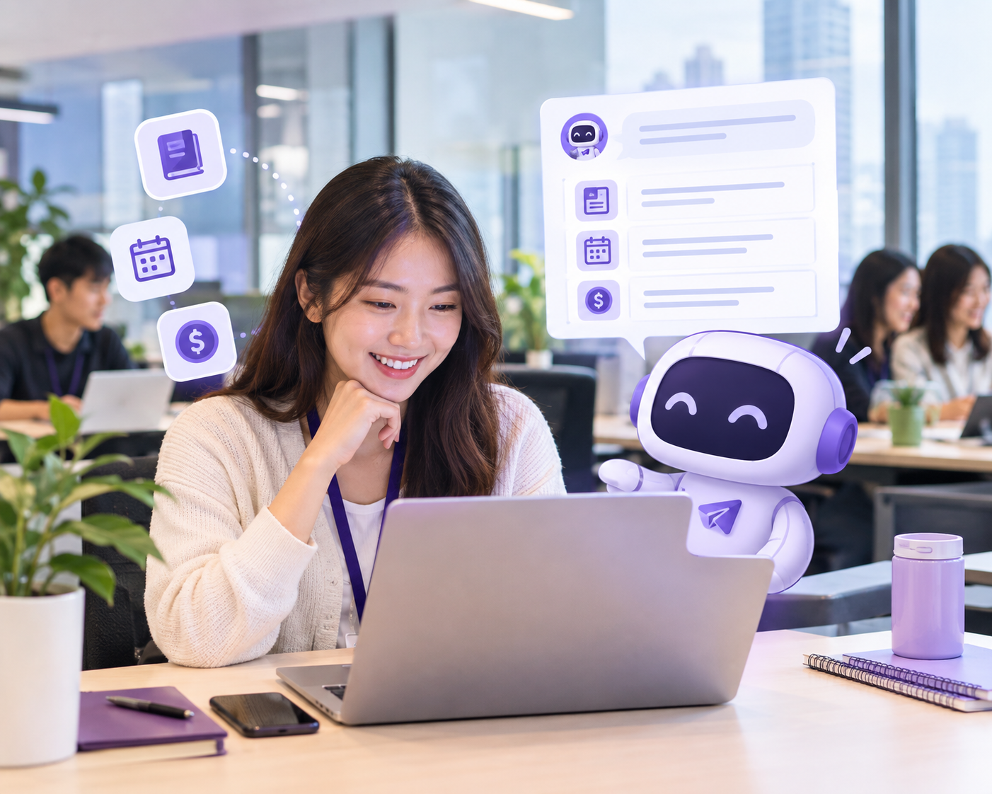 AI powered tools, AI agents, and an AI assistant can help HR teams manage employee interactions, HR queries, interview scheduling, employee support, and other routine tasks while enabling employees to find answers independently.
