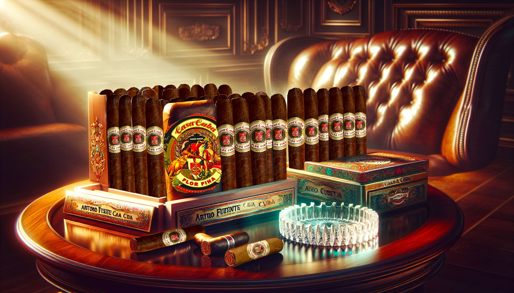 An artistic representation of Arturo Fuente Casa Cuba cigars, showcasing their elegant packaging.