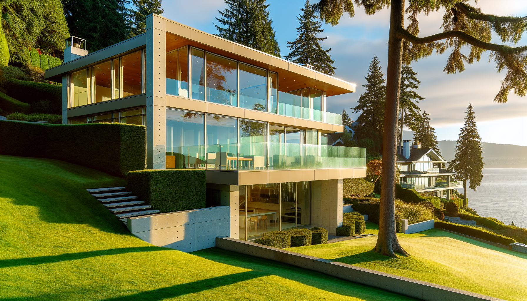 Luxurious modern house with ocean view in West Vancouver