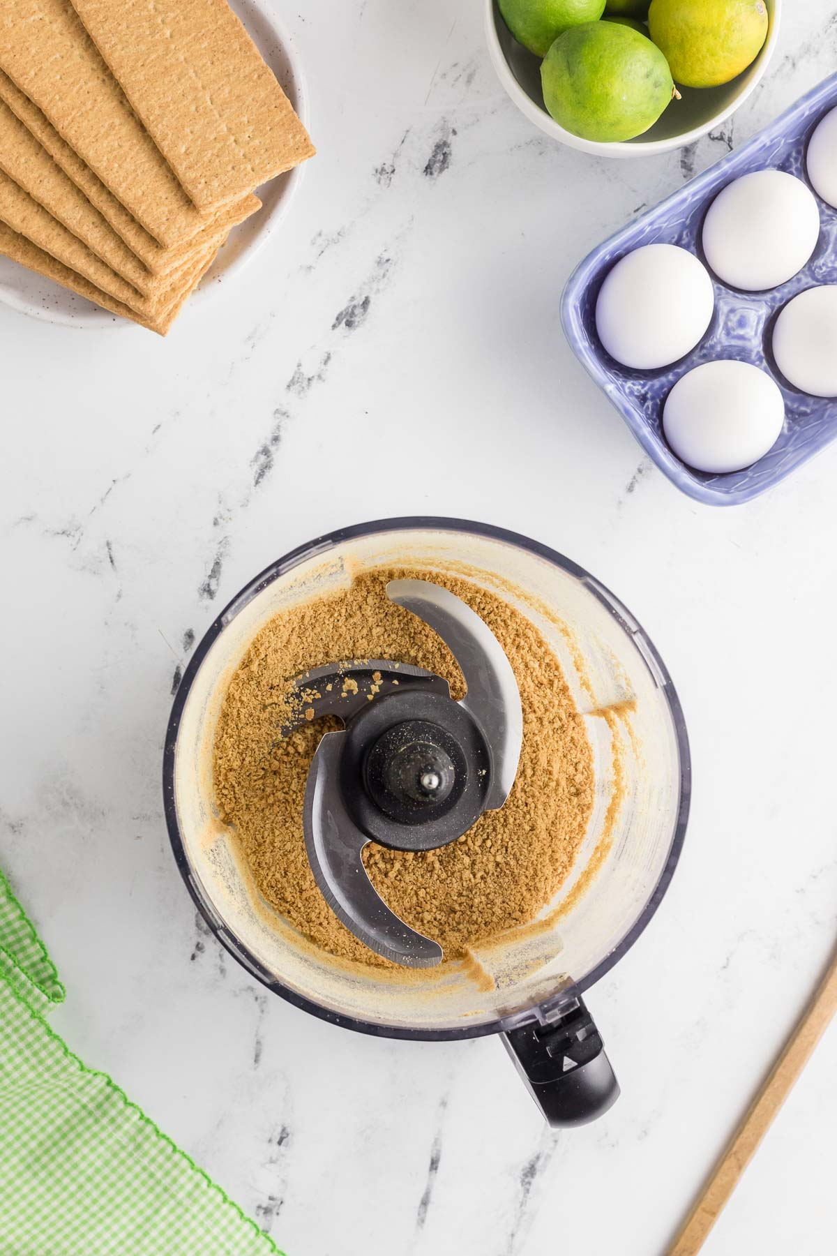 graham cracker crumbs in a food processor