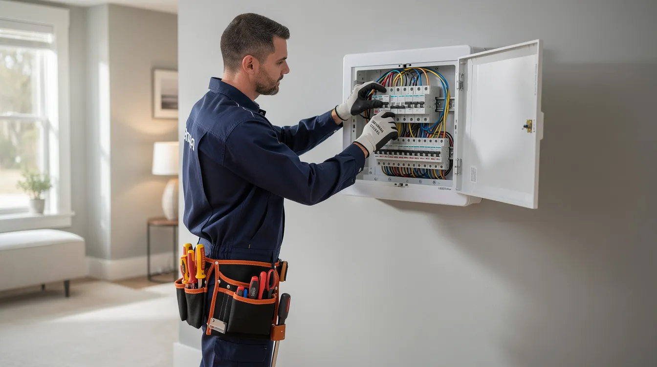Eletricista a trabalhar num quadro elétrico