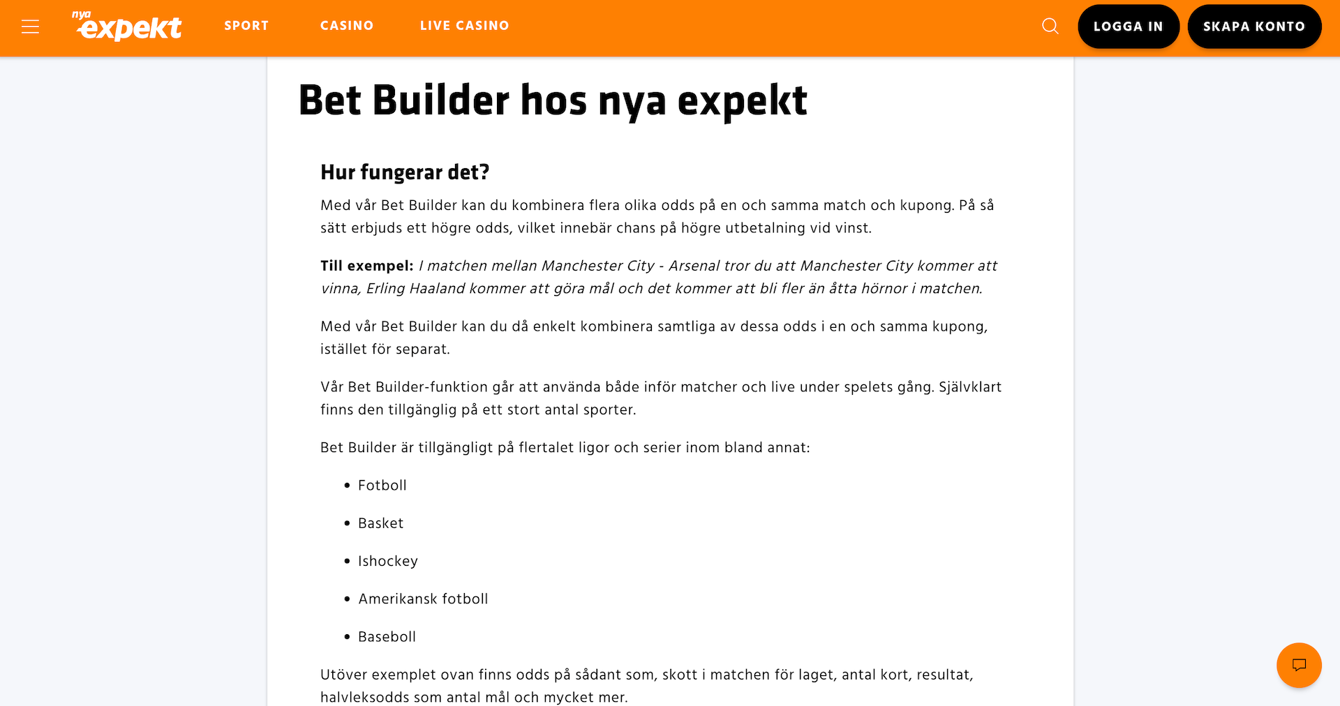 Betbuilder hos Nya Expekt