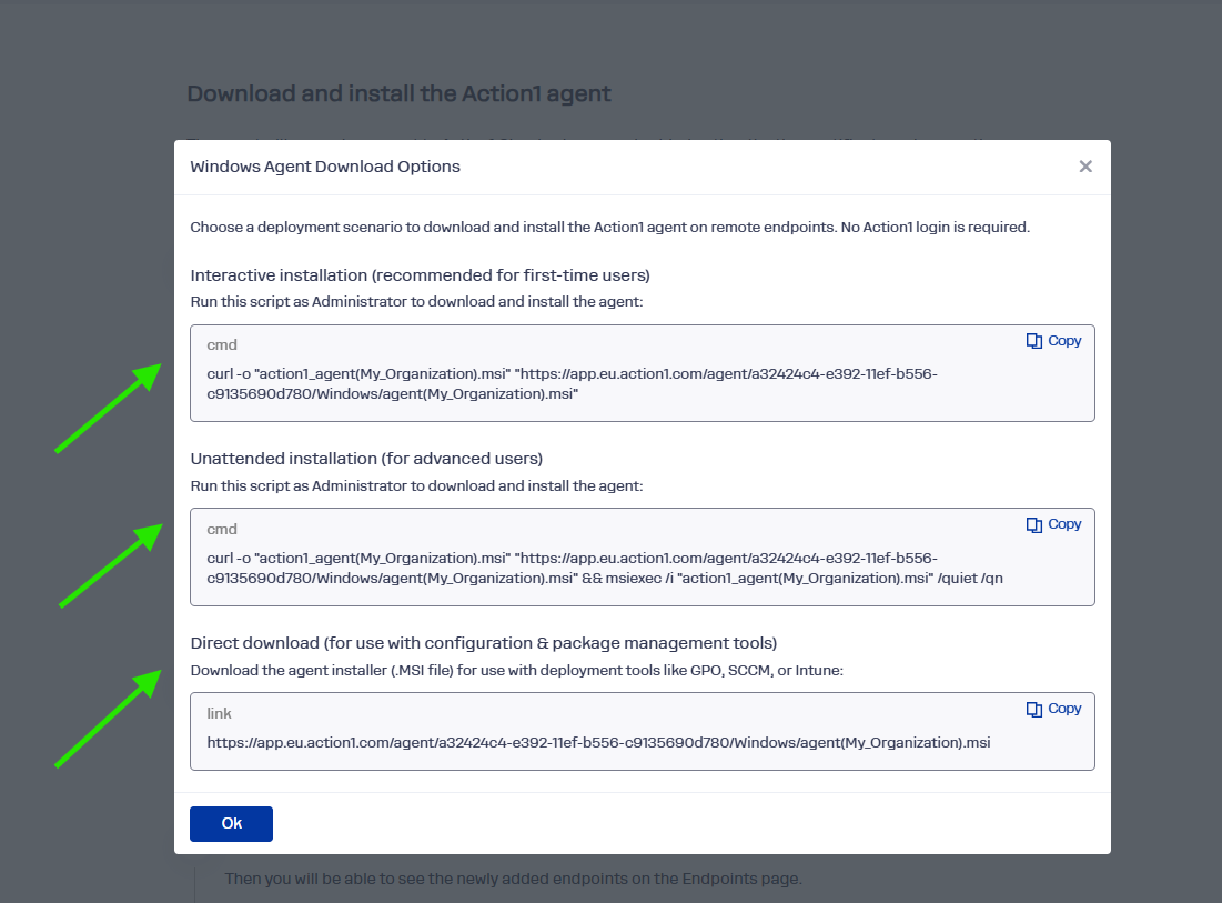 Remote agent deployment options.