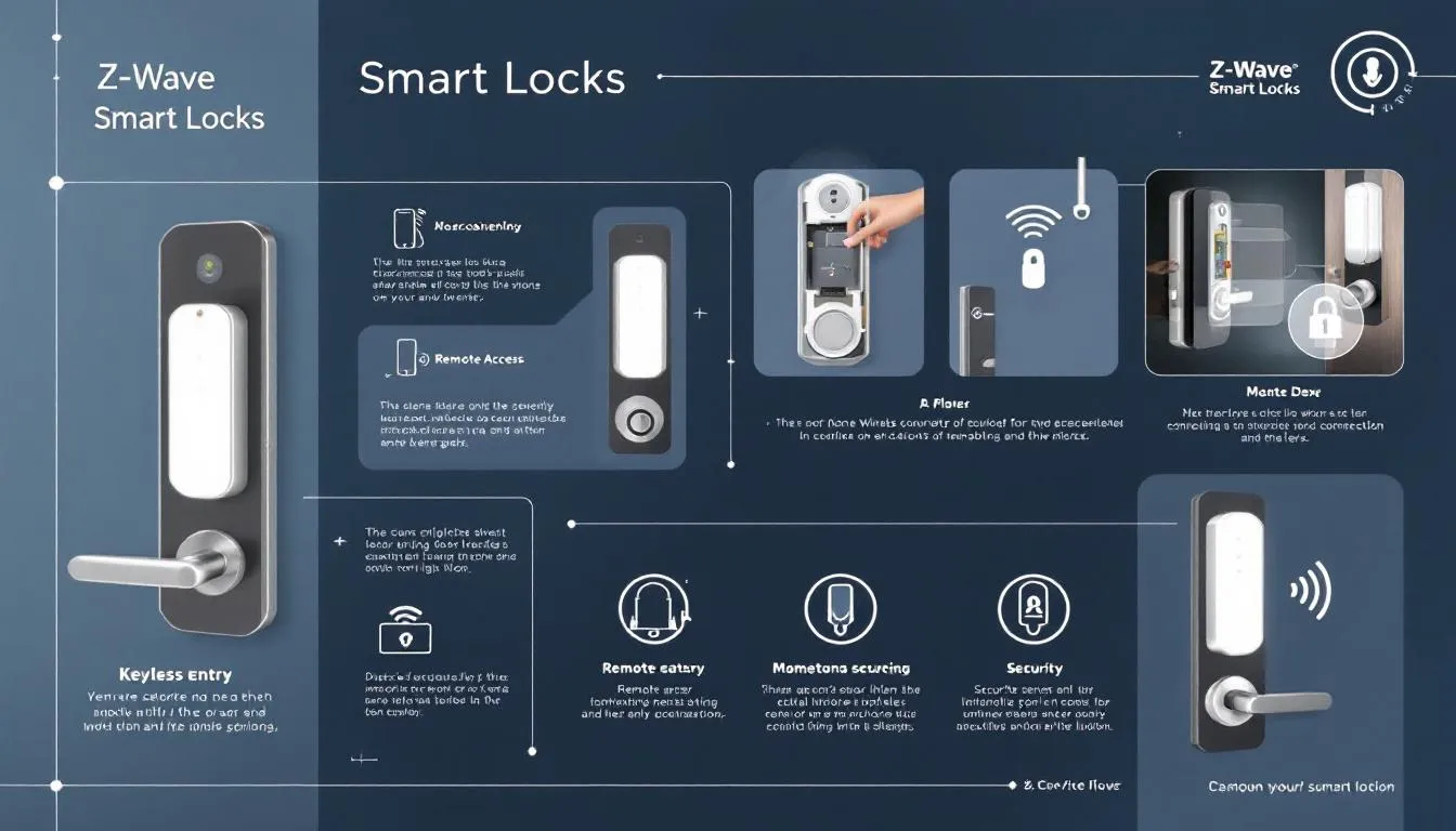 Key features of Z-Wave smart locks displayed in an informative graphic.