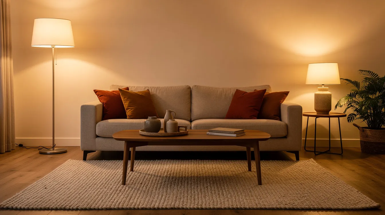 Welke meubels voor woonkamer heb je nodig voor een complete woonkamer? Een warme woonkamer met een comfortabele bank, een stijlvolle salontafel en een zacht vloerkleed, perfect ingericht voor een gezellige zithoek. De ruimte straalt een luxe uitstraling uit met een combinatie van robuuste materialen en mooie meubels die elkaar aanvullen.