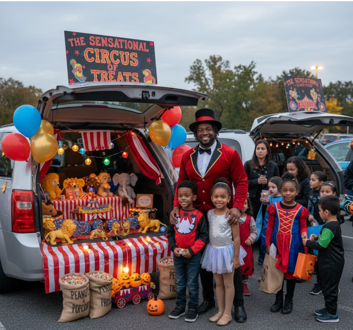 Decorating your truck or suv doesn't have to be scary, this is a working circus theme. Start with costumes and it looks perfect