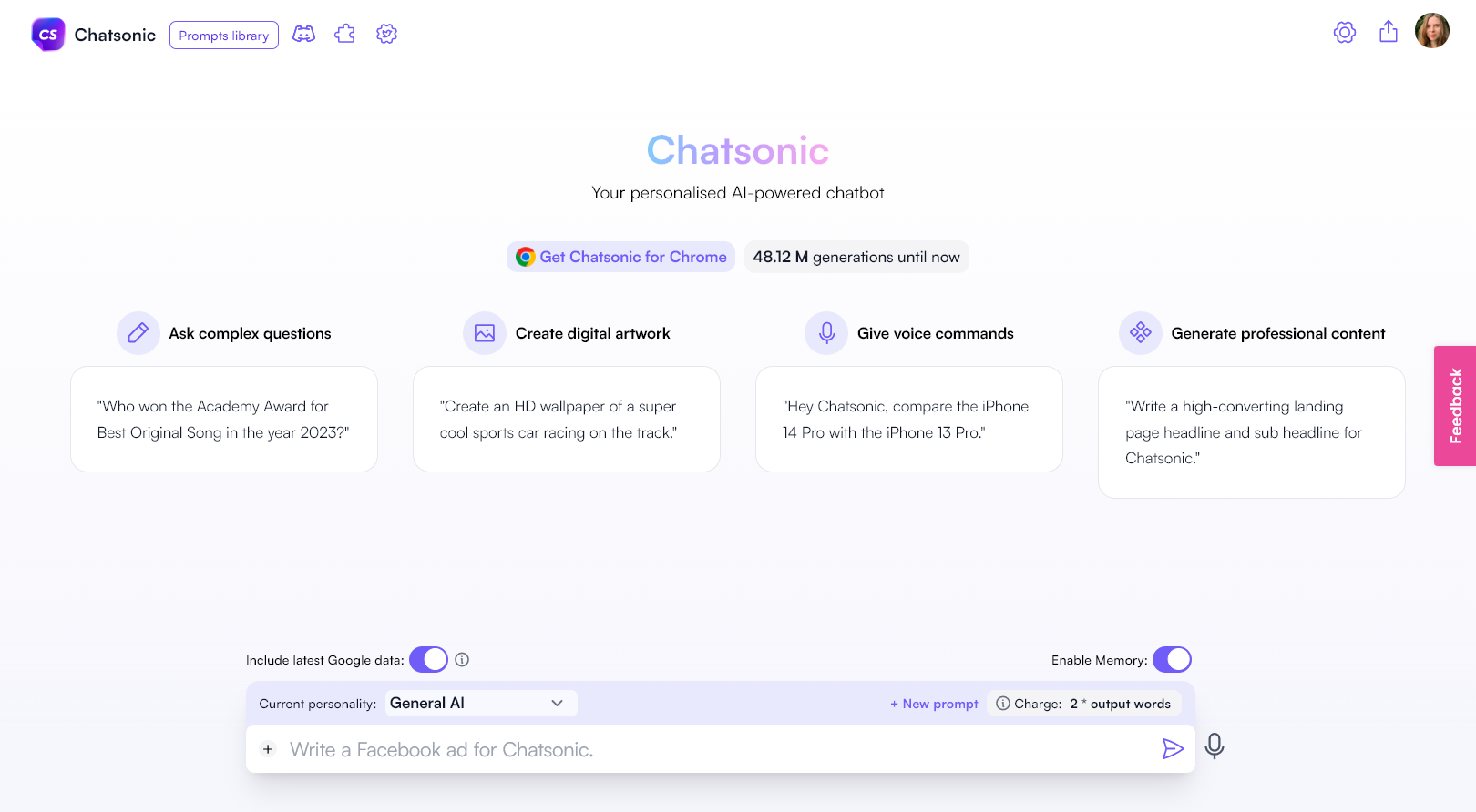 Chatsonic - Writesonic's ChatGPT alternative