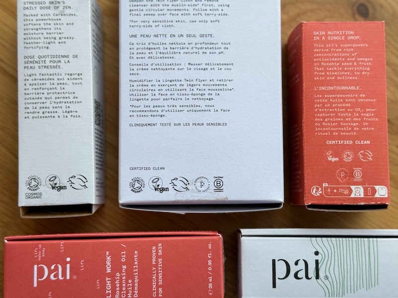 pai skincare packaging and certifications