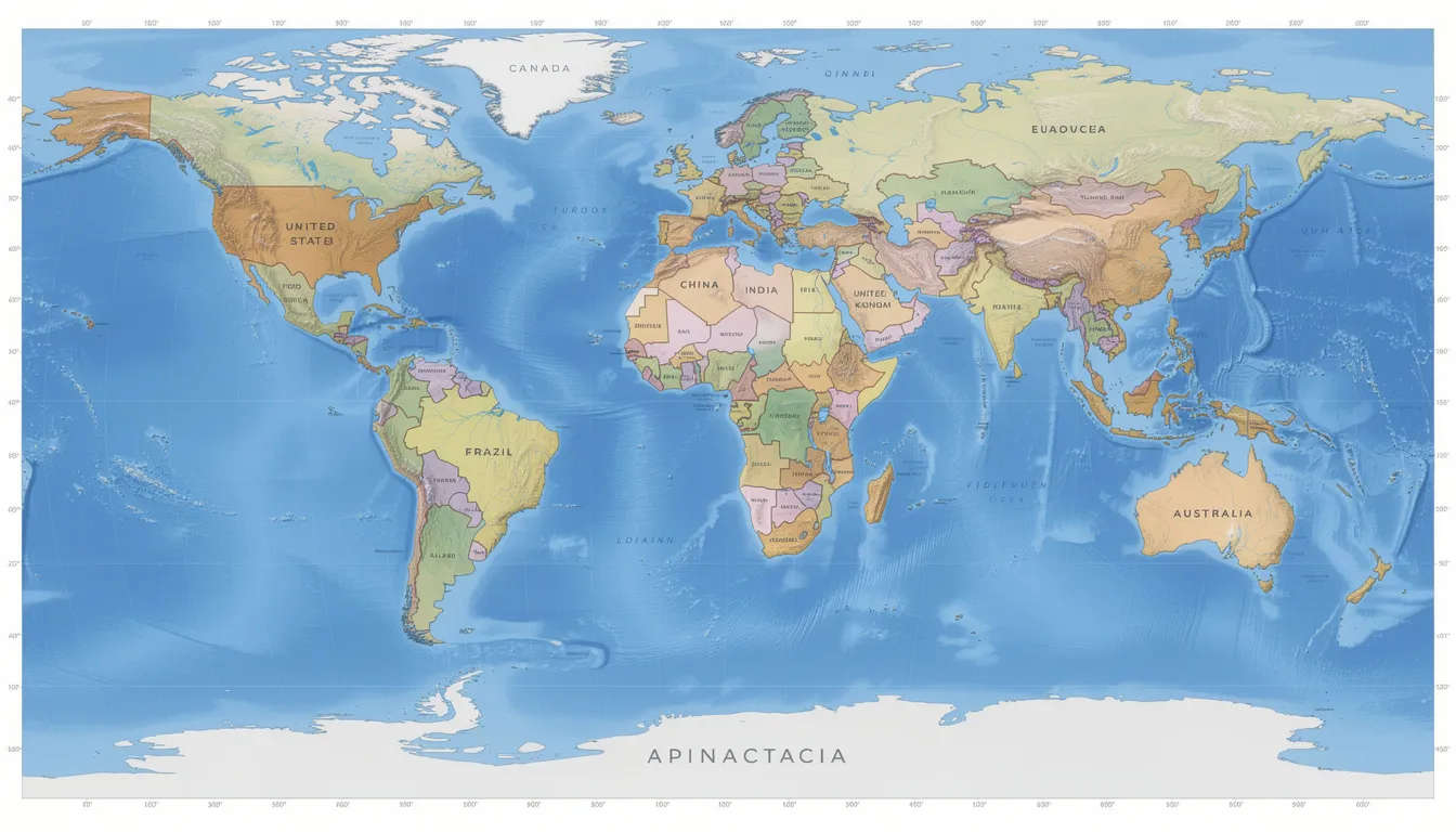 The image depicts a corrected world map with accurately placed countries and locations, emphasizing the importance of geographical accuracy in software development outsourcing. It highlights key regions known for their technical expertise, such as India and Eastern Europe, showcasing their role in custom software development and the global outsourcing market.