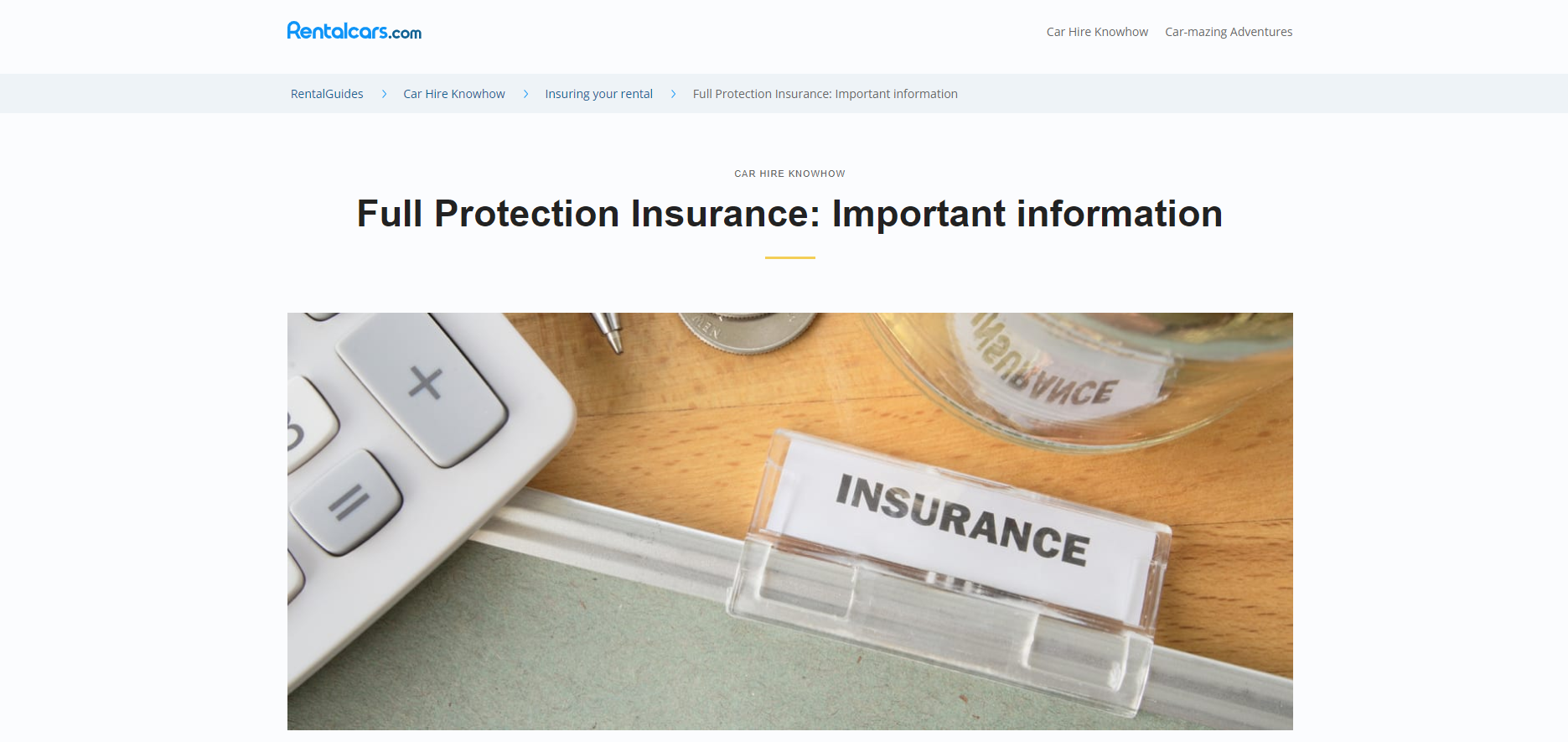 Full Protection Insurance: Important information
