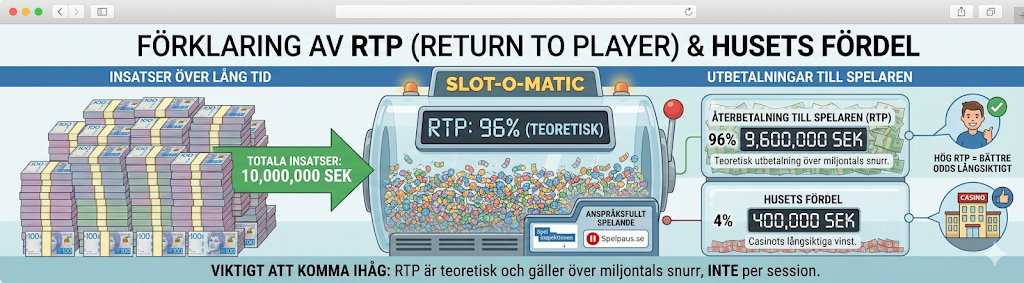 RTP slots förklaring – återbetalning till spelare och husets fördel i spelautomater online casino.
