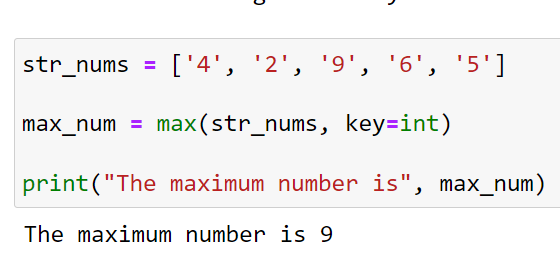 Using int() as a Key Argument in max()