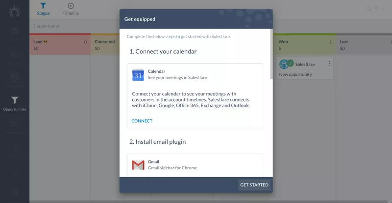 A modal asking users to connect different services and web apps.