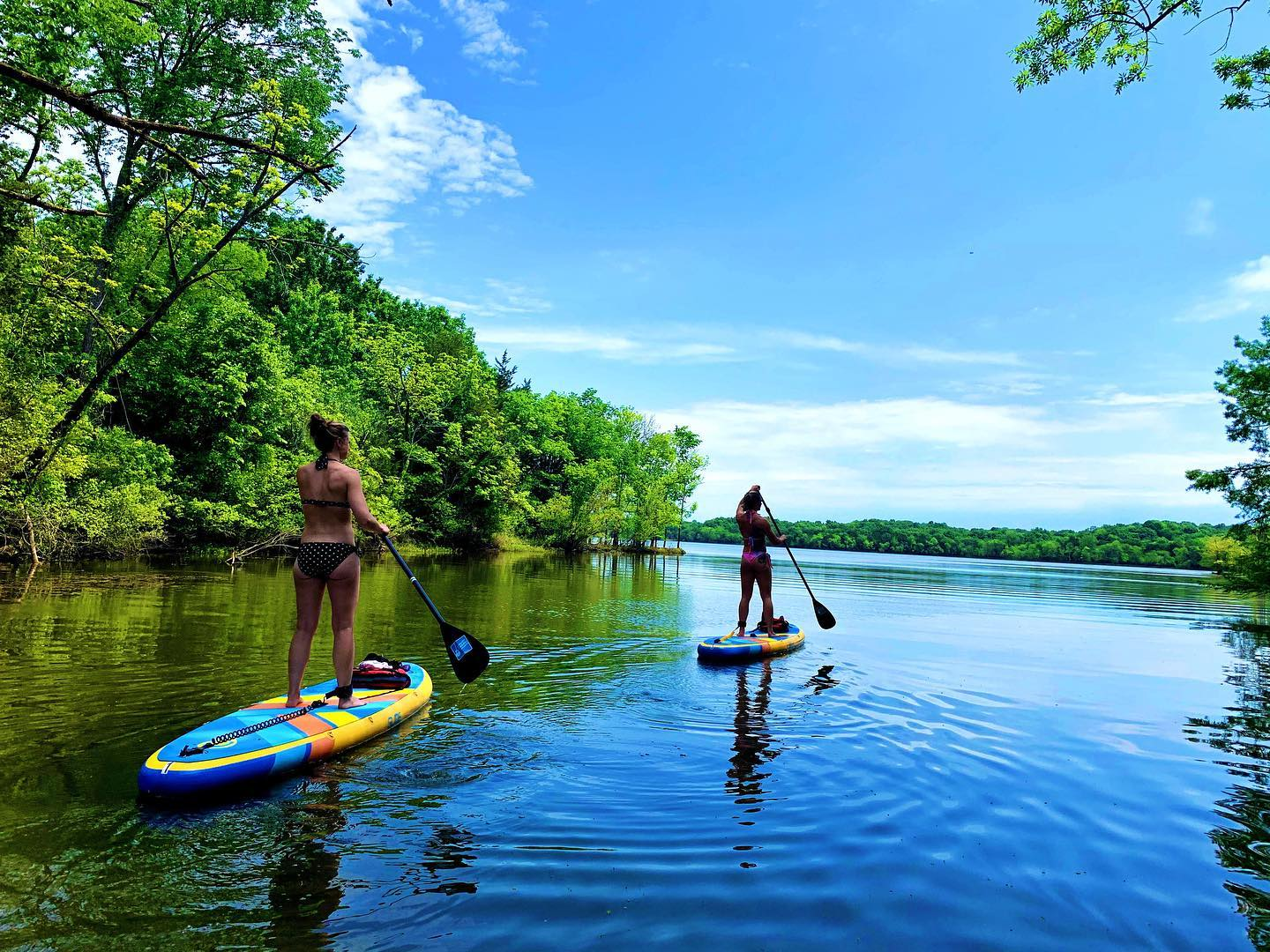 Inflatable paddle boards on Percy Priest Lake