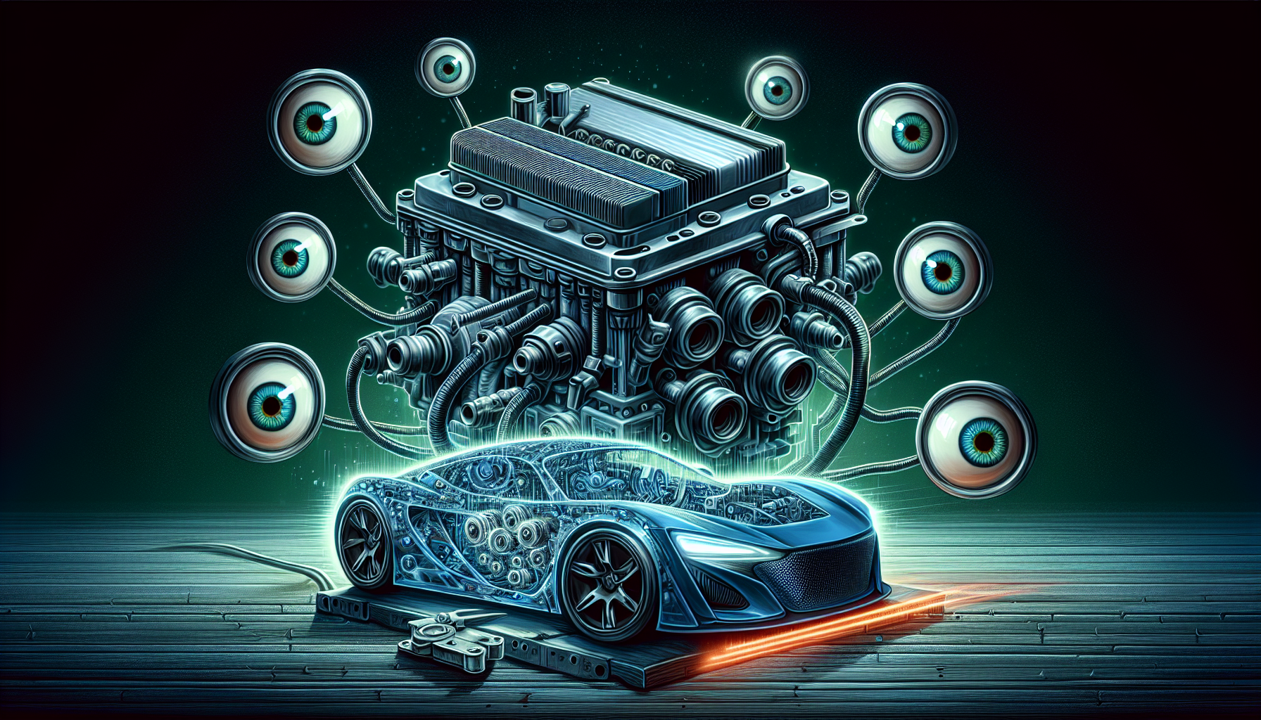 Illustration of an ECU monitoring car performance