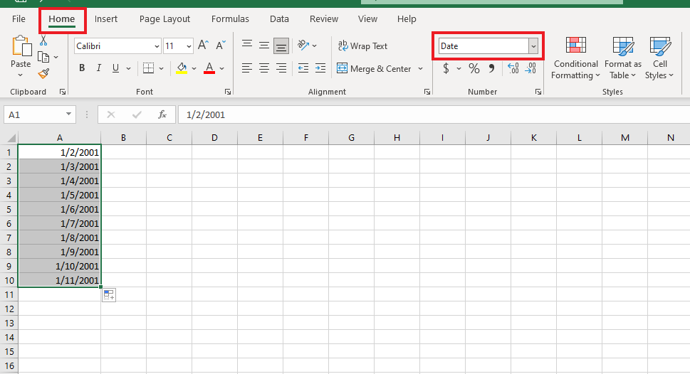Change The Date Format in Excel